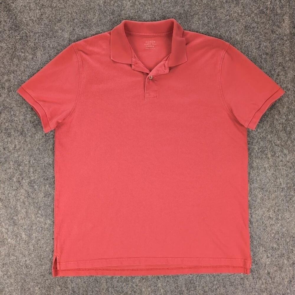J.Crew Polo Shirt Mens Large Pink Classic Knit Cotton Short Sleeve Casual